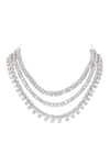 Buy_Auraa Trends_Silver Plated Imitation Diamonds Layered Necklace Set With Faux _Online_at_Aza_Fashions