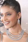 Auraa Trends_Silver Plated Imitation Diamonds Layered Necklace Set With Faux _at_Aza_Fashions