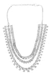 Buy_Auraa Trends_Silver Plated Imitation Diamonds Layered Necklace Set With Faux 