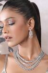 Shop_Auraa Trends_Silver Plated Imitation Diamonds Layered Necklace Set With Faux 