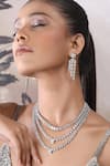 Auraa Trends_Silver Plated Fabric Flowers Faux Diamond Necklace Set _at_Aza_Fashions
