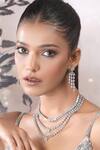 Buy_Auraa Trends_Silver Plated Fabric Flowers Faux Diamond Necklace Set 