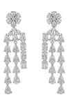 Auraa Trends_Silver Plated Fabric Flowers Faux Diamond Necklace Set _Online