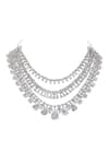 Auraa Trends_White Diamonds Silver Faux Layered Necklace Set _Online_at_Aza_Fashions