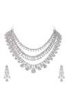Buy_Auraa Trends_White Diamonds Silver Faux Layered Necklace Set _Online_at_Aza_Fashions