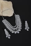 Shop_Auraa Trends_White Diamonds Silver Faux Layered Necklace Set _at_Aza_Fashions
