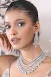 Buy_Auraa Trends_White Diamonds Silver Faux Layered Necklace Set _at_Aza_Fashions
