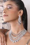 Auraa Trends_White Diamonds Silver Faux Layered Necklace Set _Online