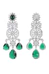 Buy_Auraa Trends_Green Fabric Flowers, Diamonds Faux And Emerald Necklace Set 