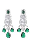 Shop_Auraa Trends_Green Fabric Flowers, Diamonds Faux And Emerald Necklace Set 