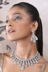 Auraa Trends_White Imitation Diamonds Faux Necklace And Earring Set _Online