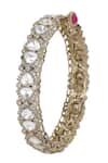 Shop_Auraa Trends_Silver Plated Zari Polki Stone And Faux Diamond Kadas Set _Online_at_Aza_Fashions