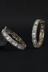 Shop_Auraa Trends_Silver Plated Zari Polki Stone And Faux Diamond Kadas Set _at_Aza_Fashions