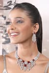 Buy_Auraa Trends_Silver Plated Rhinestones Designer Faux Diamond And Ruby Necklace Set _at_Aza_Fashions