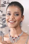 Auraa Trends_Silver Plated Rhinestones Designer Faux Diamond And Ruby Necklace Set _at_Aza_Fashions