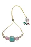 Buy_Auraa Trends_Multi Color Stones, Zari Kundan Embellished Necklace Set _Online_at_Aza_Fashions