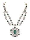 Buy_Auraa Trends_Green Stones Double Layered Zircon Necklace Set _Online_at_Aza_Fashions