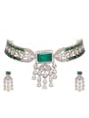 Auraa Trends_Green Beads Kundan Choker Necklace Set _Online_at_Aza_Fashions