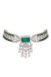 Buy_Auraa Trends_Green Beads Kundan Choker Necklace Set _Online_at_Aza_Fashions