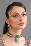 Auraa Trends_Green Beads Kundan Choker Necklace Set _at_Aza_Fashions