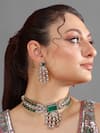 Buy_Auraa Trends_Green Beads Kundan Choker Necklace Set 