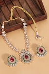Shop_Auraa Trends_Multi Color Stones Kundan Embellished Necklace Set _at_Aza_Fashions
