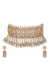 Shop_Auraa Trends_White Pearls Kundan And Necklace Set _Online_at_Aza_Fashions