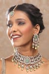 Buy_Auraa Trends_White Stones Kundan Embellished Necklace And Earring Set _Online_at_Aza_Fashions