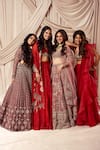 Shop_Matsya_Pink Velvet Antelope And Crane The French Rose Tales Of Masai Bridal Lehenga Set _Online