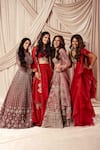 Matsya_Pink Velvet Antelope And Crane The French Rose Tales Of Masai Bridal Lehenga Set 