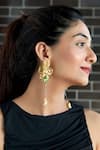 Buy_Hetal Shah_Gold Plated Pearls, Stones Floral Carved Drop Earrings _at_Aza_Fashions