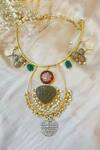 Shop_Hetal Shah_Gold Plated Stone Embellished Halsi Necklace _at_Aza_Fashions
