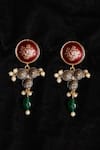 Shop_Hetal Shah_Red Stones Antique Floral Hasdi Earrings _at_Aza_Fashions
