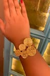 Buy_Hetal Shah_Gold Plated Coin Carved Bracelet _at_Aza_Fashions