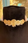 Buy_Hetal Shah_Gold Plated Coin Carved Choker Necklace _at_Aza_Fashions