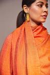 Shop_SHAZA_Orange Zari Woven Reversible Stole _at_Aza_Fashions