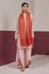 Buy_SHAZA_Orange Zari Woven Reversible Stole _at_Aza_Fashions
