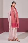 Shop_SHAZA_Pink Zari Handloom Reversible Stole _at_Aza_Fashions