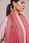 SHAZA_Pink Zari Handloom Reversible Stole _Online_at_Aza_Fashions
