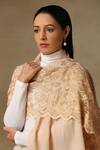 Shop_SHAZA_Gold Chantilly Lace Pashmina Stole _at_Aza_Fashions