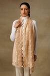 Buy_SHAZA_Gold Chantilly Lace Pashmina Stole _at_Aza_Fashions