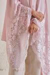 SHAZA_Pink Floral Chantilly Lace Pashmina Stole _Online_at_Aza_Fashions