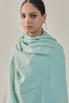 SHAZA_Green Celestial Bloom Chantilly Pashmina Stole _Online_at_Aza_Fashions