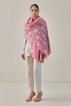 Buy_SHAZA_Pink Floral Lace Pashmina Stole _at_Aza_Fashions