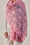 Buy_SHAZA_Pink Floral Lace Pashmina Stole _Online_at_Aza_Fashions