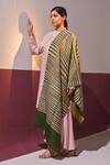 Buy SHAZA Green Seaweed Ikkat Stripe Stole at Aza Fashions Buy_SHAZA_Green Seaweed Ikkat Stripe Stole _at_Aza_Fashions