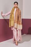 Buy_SHAZA_Brown Bronze Reversible Ikkat Stole_at_Aza_Fashions