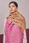 SHAZA_Fuchsia Pink Ikkat Reversible Stole _Online_at_Aza_Fashions