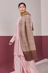 Buy_SHAZA_Brown Reversible Ikkat Woven Pashmina Stole _at_Aza_Fashions