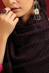 SHAZA_Black Checkered Handloom Pashmina Shawl _Online_at_Aza_Fashions